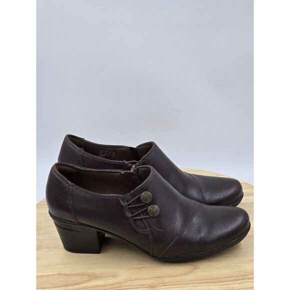 Clarks Women's Emslie Warren Slip On Loafer Brown Leather Size 8M - Picture 1 of 9